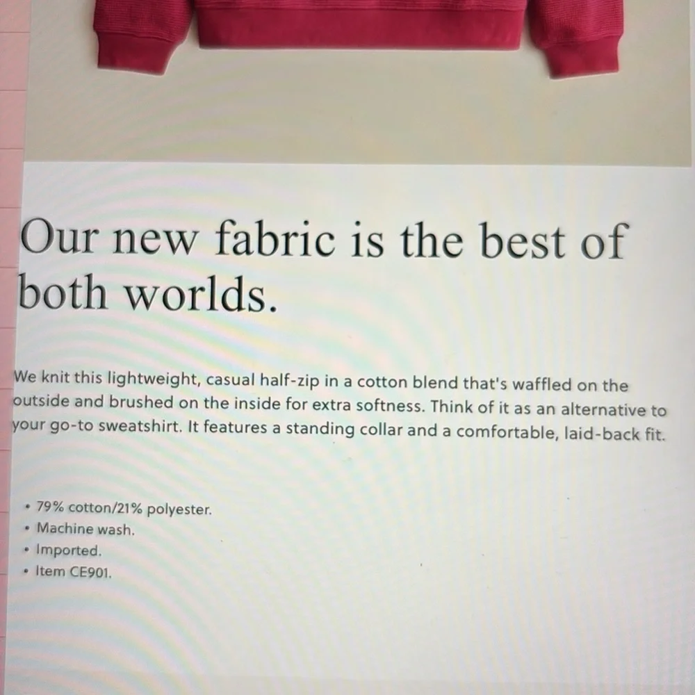 J Crew Brushed Waffle Knit Half Zip Pullover M